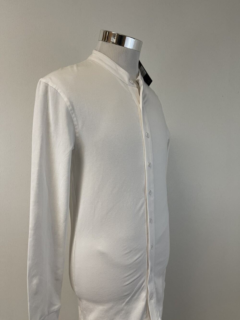 Nimes Shirt Mens Small Button Up White England Knit Long Sleeve Band Slim N140